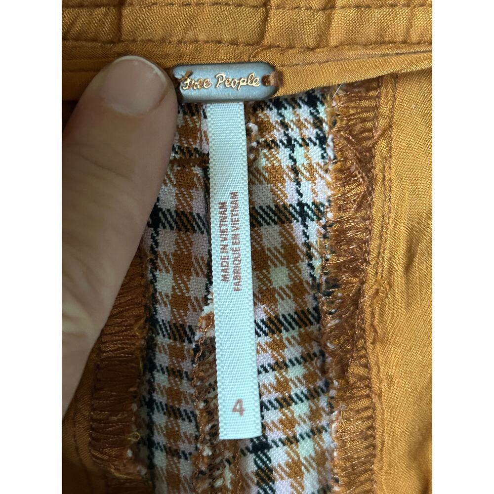 Free People Turning Point Barrel Leg Trousers Pants Neutral Combo Plaid Size 4 - Picture 6 of 14
